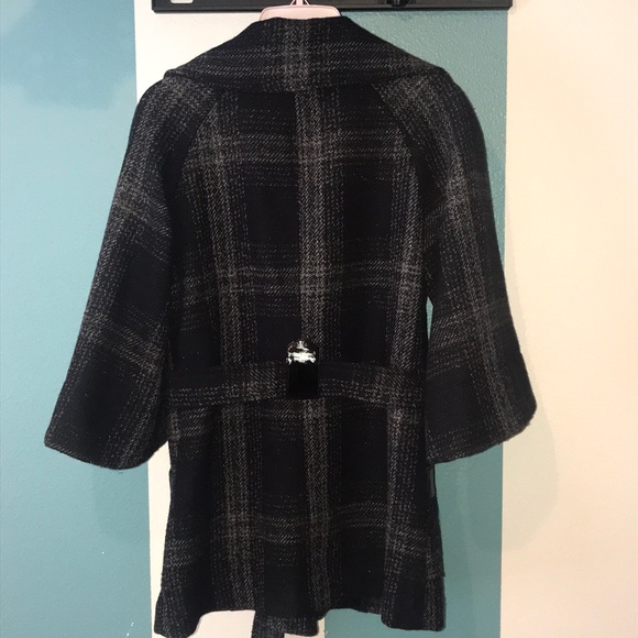 Guess Plaid Tweed 3/4 Sleeve Belted Jacket - Picture 3 of 6